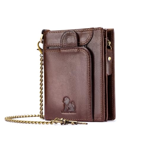 pundarika Genuine Leather Wallets For Men Billfold With RFID Shielding Minimalist Credit Card Holder Slim Money Clip Card Wallet For Men&Women-Brown