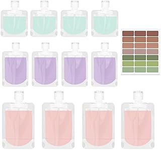 13Pcs Travel Toiletry Containers, Travel Fluid Bags Makeup Packing Bags Spout Pouches Travel Bottles for Toiletries Travel Liquid Pouches with Labels for Lotion Shampoo Face Cream(30ml/50ml/100ml)