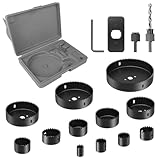 Brevanza 16 piezas Seghe a Tazza 19-127mm, Sega a Tazza in Scciaio al Carbonio con Custodia Trasporto, Fresa a Tazza con Chiavi Esagonali e Trapano per Tavola in PVC Tavola in Plastica Alluminio Legno