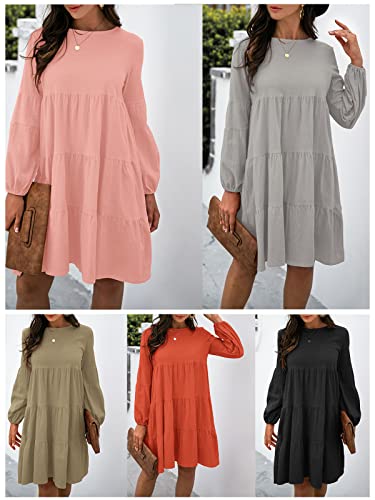 Vestido,Henniu Vestido feminino de manga comprida vestido evasê