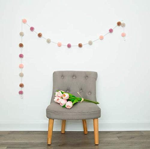 Miniatura 9 de Guirnalda de pompones rosados  Guirnalda de bolas de fieltro para guardería, baby shower, cumpleaños y día de San Valentín  Decoración bohemia para