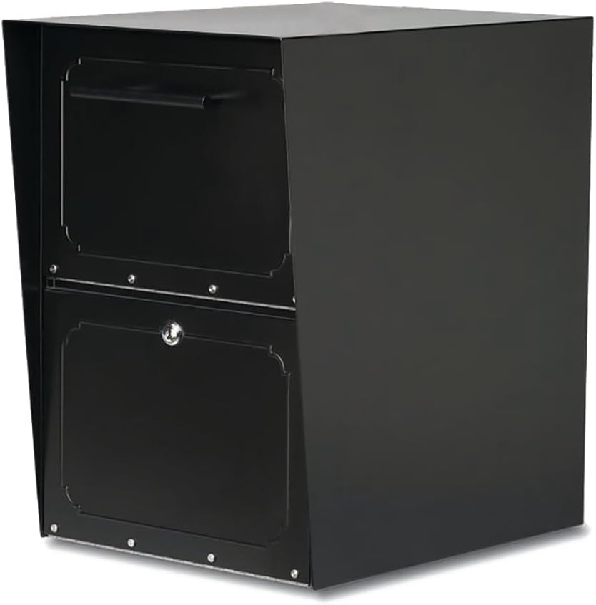 Architectural Mailboxes Oasis® Drop Box Secure, Locking Heavy Duty, Steel Metal Package Box for Outside, Black XL Extra Large with Magnetic Waterproof Door