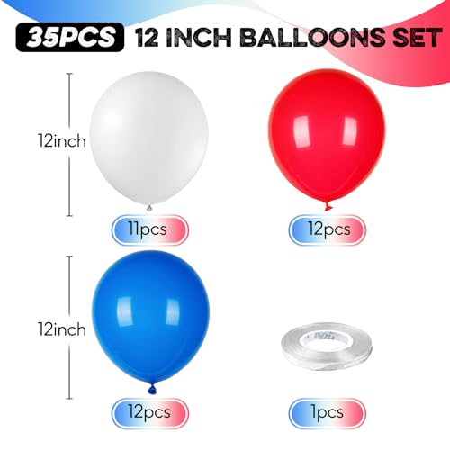 Image of Blue Red White Balloons, 12 Inch Dark Blue Matt Red and Ivory Latex Helium Balloon for Baseball Cartoon Birthdays Labor Patriotic Theme 4th of July Decorations Independence Day Party Decorations
