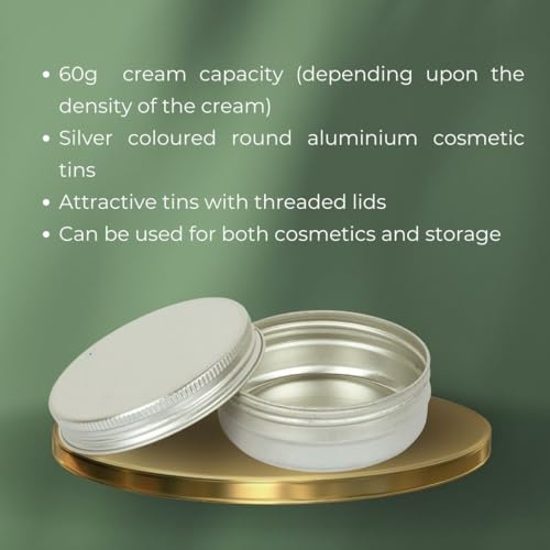 Image of Kalart Creations 60g Aluminium Cosmetic Cream Containers with Threaded Lid for Creams, Pack of 5| Reusable Storage & Packing Jars for Creams, Balms, Scrubs, Waxes