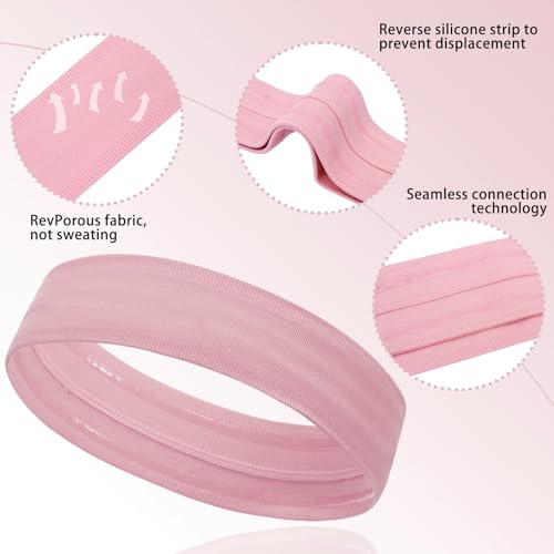 Image of Workout Headbands Non Slip Headband Sport Headbands Sweatbands Elastic Sport Hair Bands for Sports Travel Indoor Fitness Gym