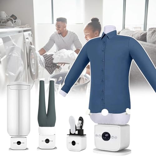 Armario de vapor vertical y secadora inflable con planchado automático, planchado portátil manos libres para camisas y pantalones, control de temperatura ajustable