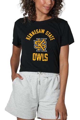 Kennesaw State University Official Owls Large Womens Crop Top T-Shirt Black Small