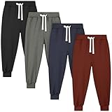 Resinta 4 Pack Toddler Boys Sweatpants Kids Pull On Casual Pants Athletic Joggers with Drawstring Pockets for Boys