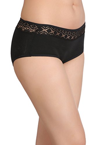 Image of Clovia Women's Cotton High Waist Hipster Panty with Lacy Waist
