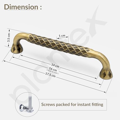 Image of Plantex Cabinet Handle /160mm Handle for Cabinet /Wardrobe Handle /Door Pull-Push Handle for Home /Office - Pack of 1 (Brass Antique)