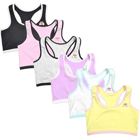 VeaRin Girls Racerback Sports Bra,Preteen Junior Non Padded Training Bra for Girls,Pack of 6,8-10 10-12 Years Cover