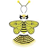 HTTDSLF Disfraz de Abeja, Disfraz Abeja, Con Diadema, Máscara y Alas, Falda de Tul, Hada Suave y Transpirable Para Halloween, Navidad, Carnaval, Fiesta, Cosplay
