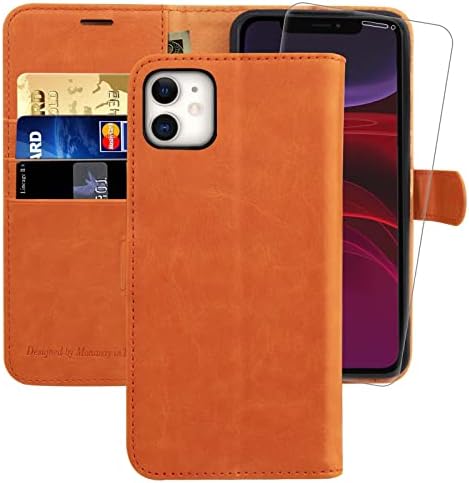 MONASAY Wallet Case for iPhone 12 Pro/iPhone 12 5G,6.1-inch[Glass Screen Protector Included] [RFID Blocking] Flip Folio Leather Cell Phone Cover with Credit Card Holder for iPhone 12/12 Pro Mint