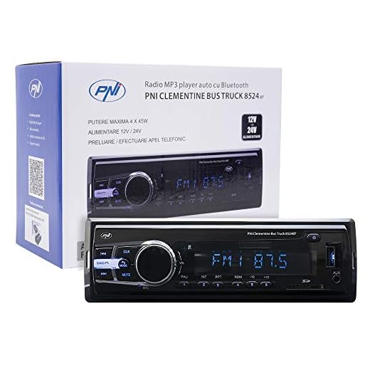 Radio MP3 Player Auto PNI Clementine Bus LKW 8524BT 4x45w, RDS, 12V / 24V 1 DIN cu SD, USB, AUX, RCA SI Bluetooth 24 Volt