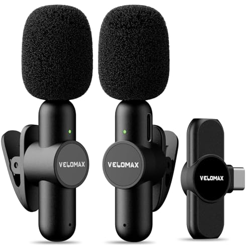VELOMAX Wireless Microphone with Noise Reduction, Wireless Microphone 30-Meter Transmission Range,Ideal mic for YouTube Video Recording (Dual Mic)