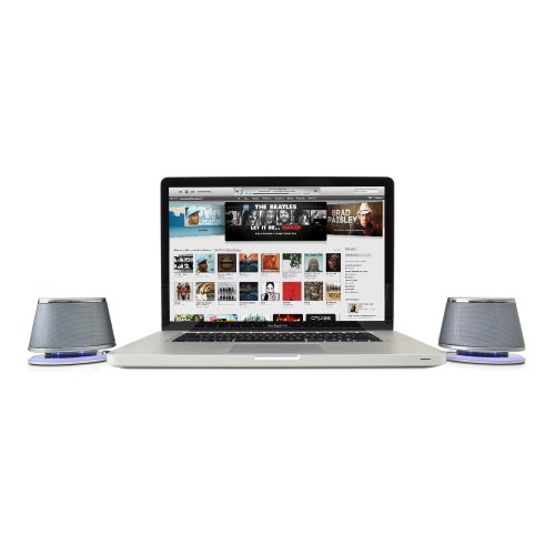 Image of Satechi Dual Sonic Speaker 2.0 Channel Computer Speakers (Silver) for Apple MacBook Pro Air /Asus /Acer /Samsung /Dell /Toshiba /HP /Sony Vaio and More