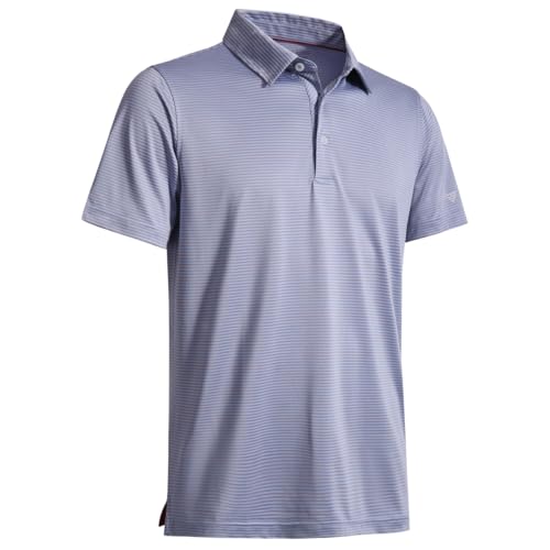 Image of Men's Golf Polo Shirts Short Sleeve Striped Performance Moisture Wicking Dry Fit Golf Shirts for Men