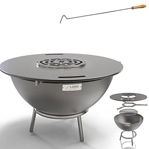 70 cm 304 / V2A Edelstahl Feuerstelle Outdoor mit 75 cm Grillplatte,...