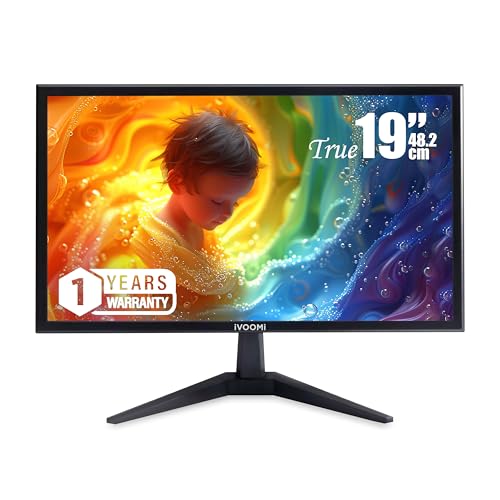 Image of iVOOMi 19 inch HD Monitor for PC with 60Hz Refresh Rate, 1440 x 900 Pixels, Flicker Free, VGA & HDMI Port with Inbox HDMI Cable, Eye Care Features, Wall Mount Option - 1 Year Warranty