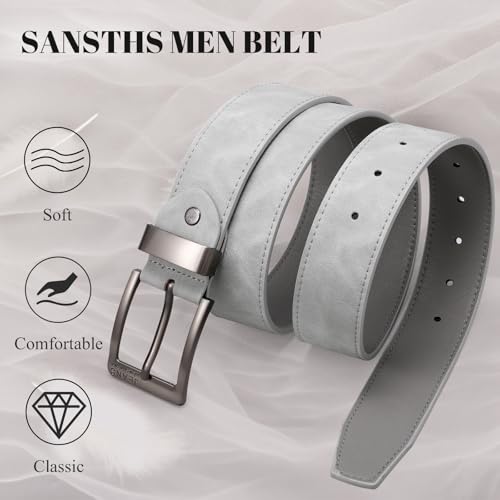 SANSTHS Soft Mens Belt PU Leather Work Belt with Buckle Classic Leather Jeans Belts for Men Work Business Casual2