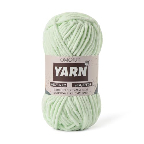 Image of Fruit Green Fluffy Chenille Yarn for Crocheting - Baby Yarn for Crocheting Soft Blanket - (100g /87.4yds) Crochet Amigurumi Chunky Yarns - Super Bulky 5 Velvet Yarns