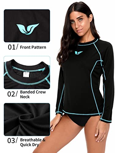 ATTRACO Rash Guard Long Sleeve Swimsuit Women Swim Shirt Sun Protection UPF 50