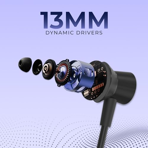 Image of RD Telinet M-15 Jolt Wireless Bluetooth Neckband Earphones, 66H Playtime, 15mm Dynamic Drivers, Bluetooth v5.3, ENC Calling, Dual Pairing, Fast Charging, IPX5 Water Resistant, Deep - Blue