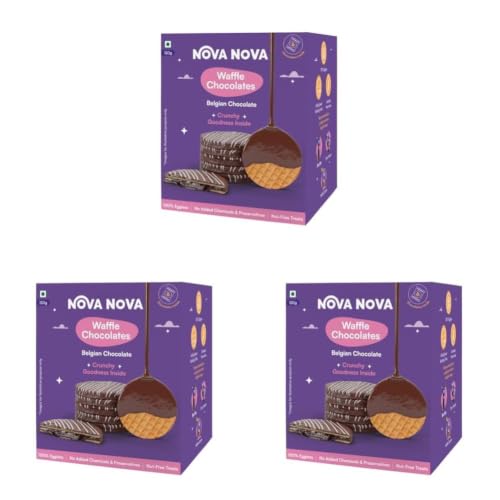 Image of Nova Nova Belgian Waffle Chocolates - Box of 6 - Vegetarian, 100% Eggless | No Added Preservatives (120g) (Pack of 3)