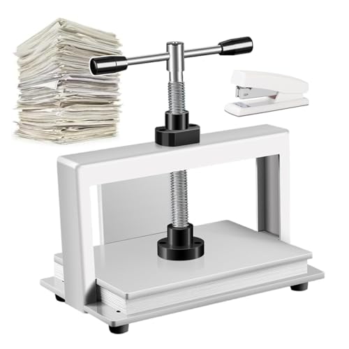 CAFIEDR Prensa de Papel Manual con presión de 1500 kg para Papeles A4 - Prensa de encuadernación de Acero Inoxidable Máquina aplanadora de Papel para Libros, facturas y Documentos