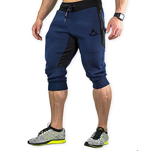 Zestion Pantalones Cortos para Hombre Fitness Algodón Puro Transpirable Moda Patchwork con Bolsillos con cordón Pantalones de Playa Pantalones Deportivos para Correr Pantalones Casuales X-Large