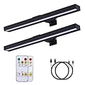 MIOBLUE LED Picture Lights with Remote, 16in Metal Battery Operated Picture Light,Rechargeable Display Lamp,Dimmable Dartboard Light with Timer for Frame Wall Portrait Art, 2Pack