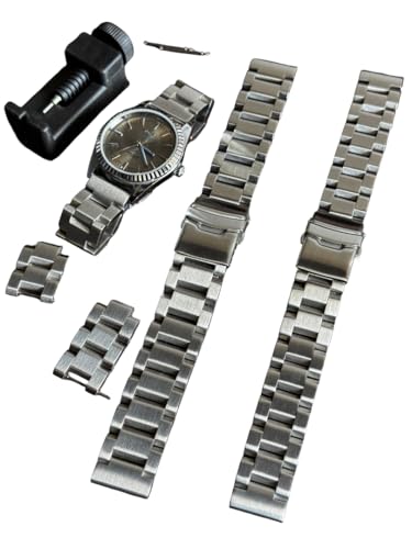 Image of Solid Steel Watch Band for 18mm-20mm 304 Solid Stainless Steel, Adjustable to Any Wrist Size, Comes With Length Adjustment Tool. with Deployment Clasp with Safety Lock.