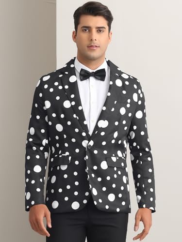 Lars Amadeus Polka Dots Blazers for Men's One Button Notched Lapel Prom Suit Jackets2