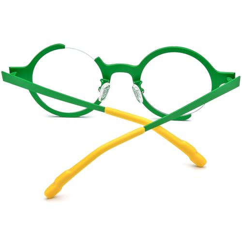 Image of FONEX Colorful Pure Titanium Glasses Frame Women Retro Round Eyeglasses