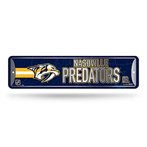 Rico Industries NHL Nashville Predators Home Décor Metal Street Sign (4" x 15") - Great for Home, Office, Bedroom, & Man Cave - Made