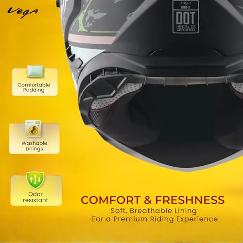 Image of Vega VF 11 Dirt-X Challenge Full Face Motorcycle Helmet with Shock Absorbing Shell, Aerodynamic Design, Ventilated Interior, Aggressive Racing Styling Black Grey -M