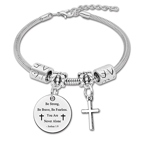 Image of DlaeKua Faith Bracelets for Women Bible Verse Jewelry Gifts Inspirational Religious Gifts Stainless Steel Bracelet Jewelry Joshua 1:9 Christian Prayer Gift Birthday Gift for Her