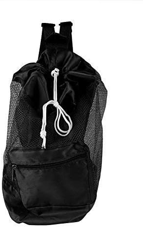 Fdit Kids Mesh Drawstring Backpack/Portable Large Mesh Beach Bag for Pool Toys Balls,Soccer Ball, Water Sports, Beach Cloth, Swimming Gears(black)