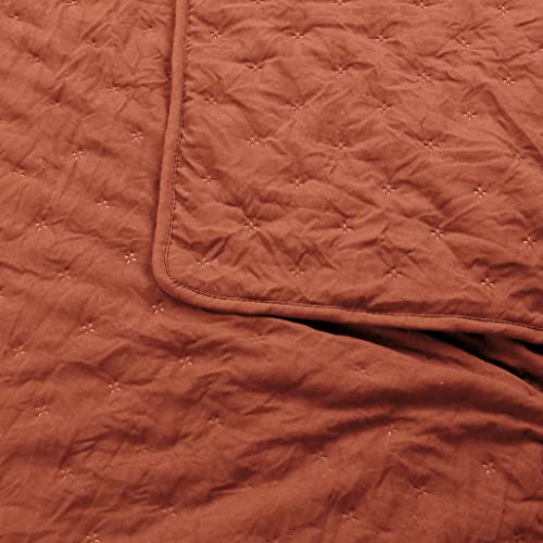 ROARINGWILD Burnt Orange Quilt Sets Twin Size with Pillow Shams, Twin Quilt Bedding Set, Lightweight Soft Bedspread Coverlet, Quilted Comforter for All Season