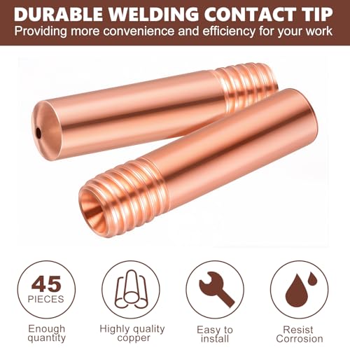Image of Honoson 45 Pack Welding Contact Tips .035 inch MIG Guns 11-35 (0.035 inch) Welding Tips 000068 Replacement Accessories Compatible with Millermatic M-10 /Hobart H-9 /10-9 /10 Welder