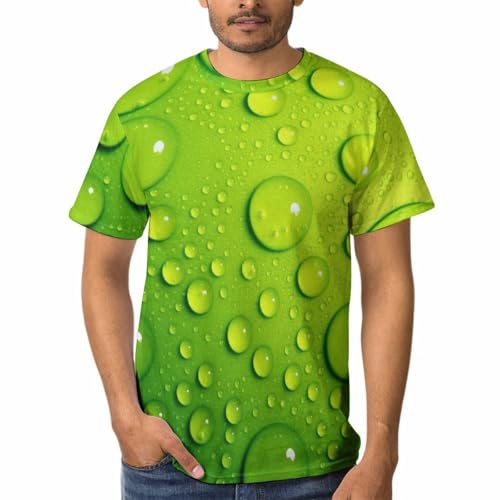 Chemise tshirt homme col rond vert goutte d'eau, tee shirt manches courtes en tissu doux