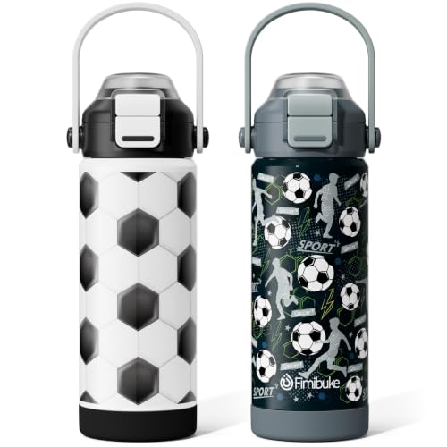 Fimibuke 18oz Kids Insulated Water Bottle with 2-in-1 Straw & Spout Lid