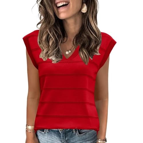 AKEWEI Sweater Vest Women Sleeveless Knitted V Neck Cap Sleeve Pullover Tank Tops 2025 Summer Fall Fashion Causal Trendy