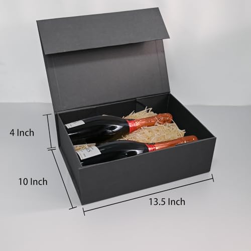 LIFELUM Gift Box 13.5''x10''x4'' Large Black Gifts Boxes with Magnetic Lids Luxury Gift Box for Groomsman Proposal Gifts Contains Card, Ribbon, Filler Birthday - Image 4