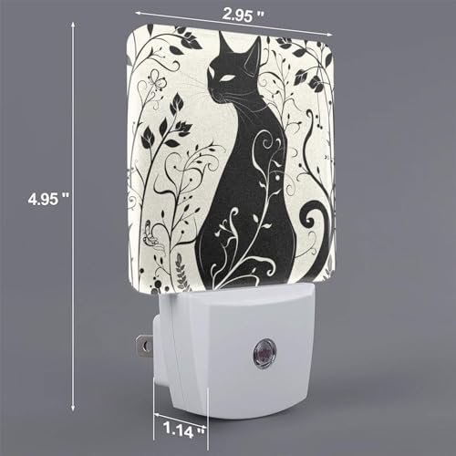 Image of Led Night Light, Black Cat Decorative Plug in Nightlights,with Smart Auto Dusk to Dawn Night Light for Bedroom, Kitchen, Nursery, Bathroom