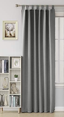 Deconovo Thermal Insulated Window Treatment Room Darkening Tab Top Blackout Curtain for Bedroom, Fabric, Blue, 140x245cm