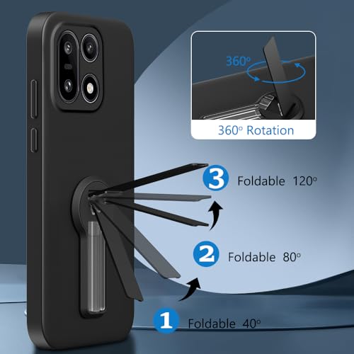 Nijiadi Compatible for Oneplus 15 Phone Case with Screen Protector, 360° Rotatable Folding Hidden Kickstand/Stand Silicone TPU Protective Cover Case for Oneplus 1+ 15 5G 2025 - Black - image 4