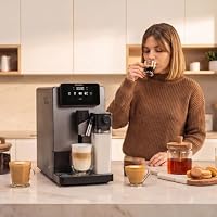 Cecotec Kaffeevollautomat Cremmaet Latte Art Elite, 19 Bar, Thermoblock, 6 Getränke auf Knopfdruck, integrierter 400 ml Milchtank, 150 g Bohnenbehälter mit Kegelmahlwerk, 1,1 L Tank, Auto-Reinigung – Ansicht 3
