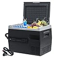 Techomey 65L Portable Refrigerator/Freezer, 12Volt Car Fridge, -4?~68? Fast Cooling Compressor, DC 12V/24V, Compact Refrigerator for Outdoor, RV, Camping, Travel, Multi-directional Lid, Black