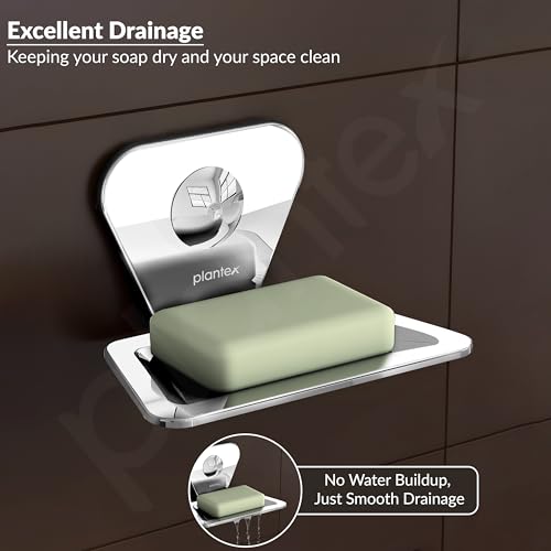 Image of Plantex Pyramid Stainless Steel Soap Dish /Soap Stand /Bathroom Soap Holder /Soap Case Bathroom Accessories (Chrome)
